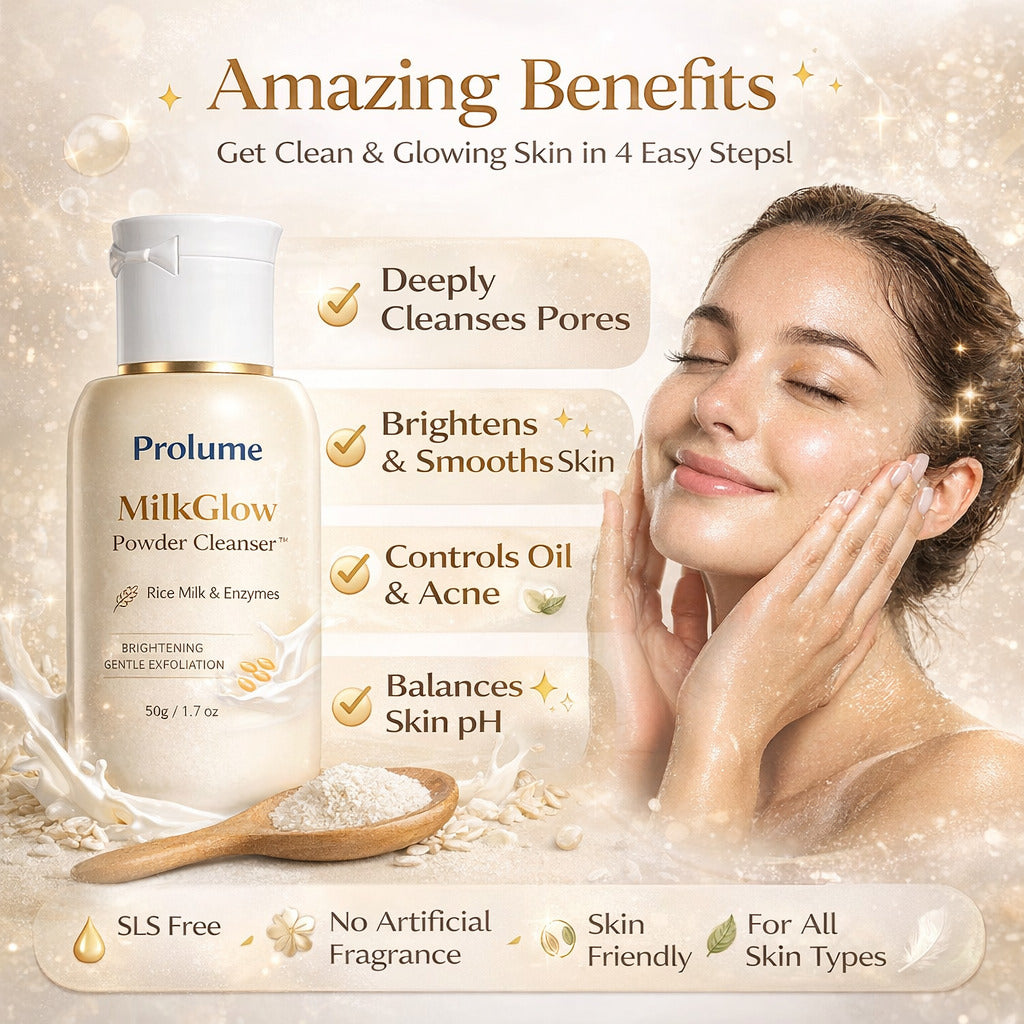 MilkGlow Powder Cleanser (Rice Milk + Enzymes) – Brightening Gentle Exfoliating Face Wash