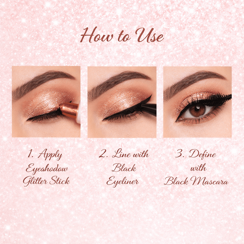 StarGlam Eyeshadow Glitter Stick with Black Eyeliner & Black Mascara
