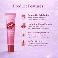 Prolume CherrySoft™ Lip Peel-Off Mask with 10 Precision Clean-Up Swabs