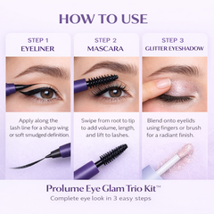 Eye Glam Trio Kit- Eyeliner + Mascara + Glitter Eyeshadow