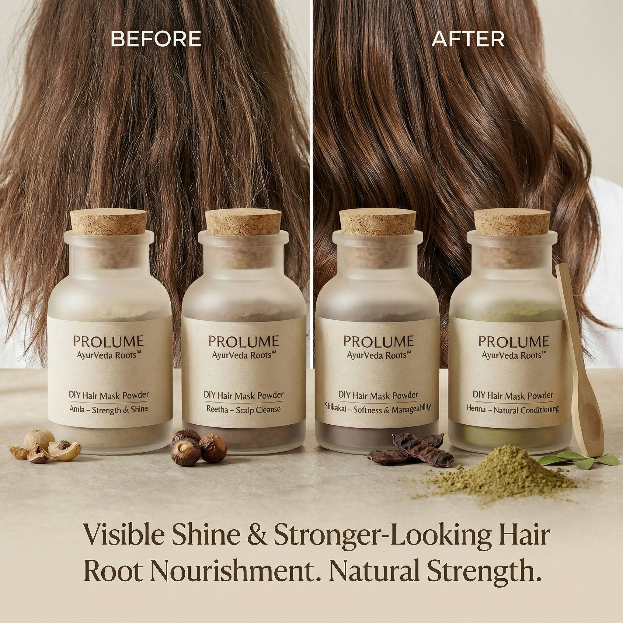 AyurVeda Roots DIY Hair Mask Powder Kit (Amla, Reetha, Shikakai & Henna – Pack of 4)