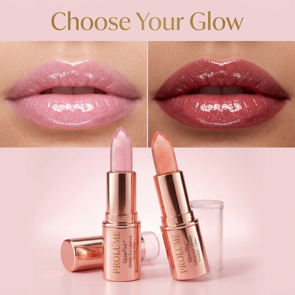 GlowTint Glitter Gel Lipstick – Pack of 2  Color-Adapting Lip Tint | Glossy Shine | Hydrating Gel Formula