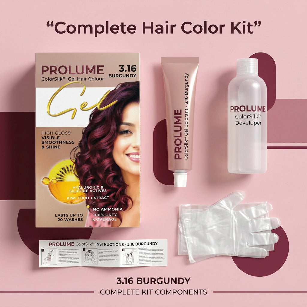 ColorSilk Gel Hair Colour – Burgundy (Pack)  Rich Burgundy Shade | Ammonia-Free Gel Formula | Long-Lasting Shine