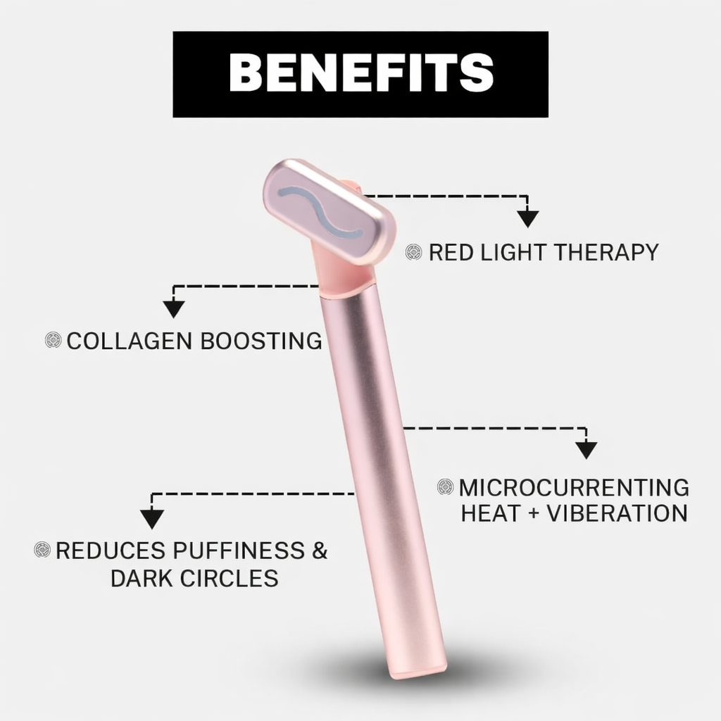 EyeRevivePro LED Face & Eye Massager – 4-in-1 Vibration + Heat + Microcurrent + Red Light Therapy