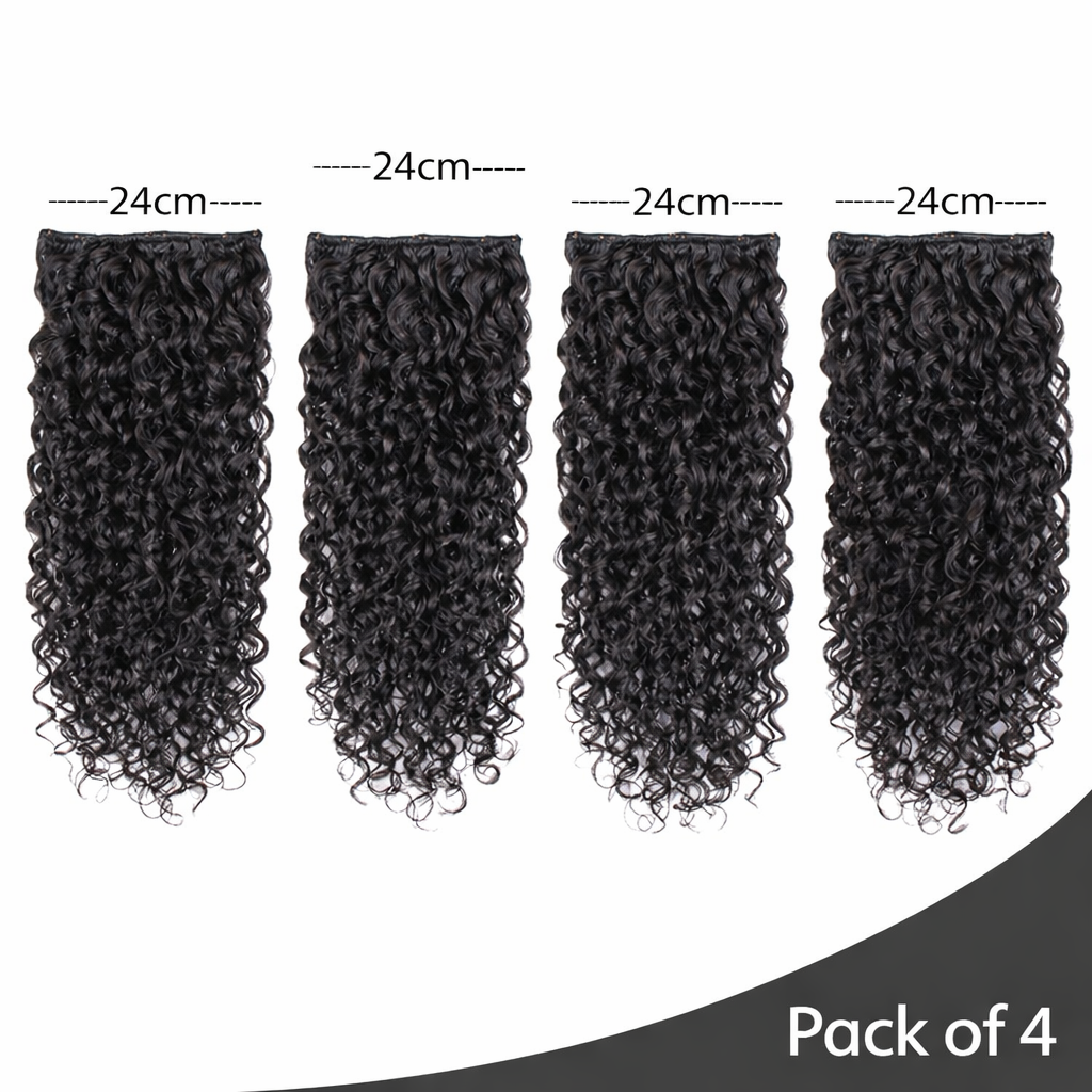 InstaCurls Hair Extensions – Curly / Wavy Synthetic Hair Extension for Women-Pack of 4