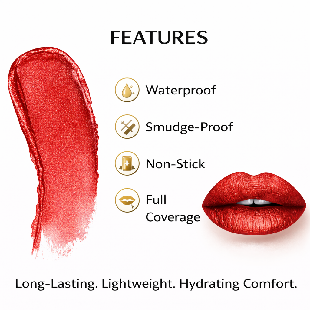 Red Reverie Metallic Liquid Lip Color – Crimson Red