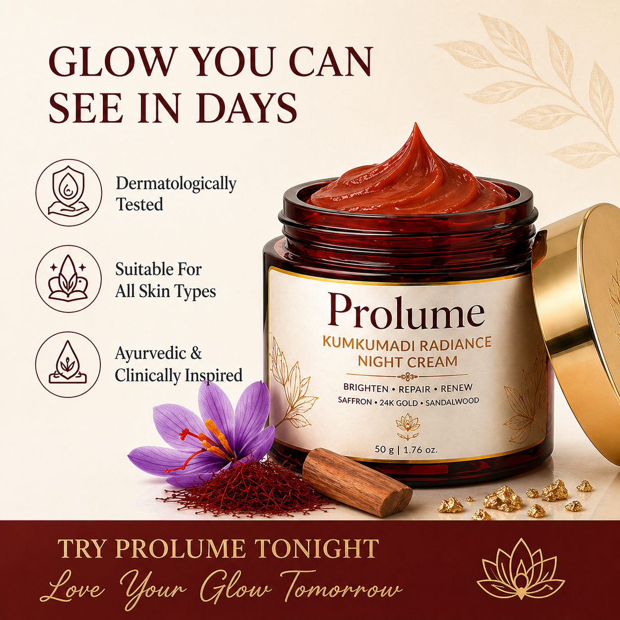 Kumkumadi Radiance Night Cream- 100 g