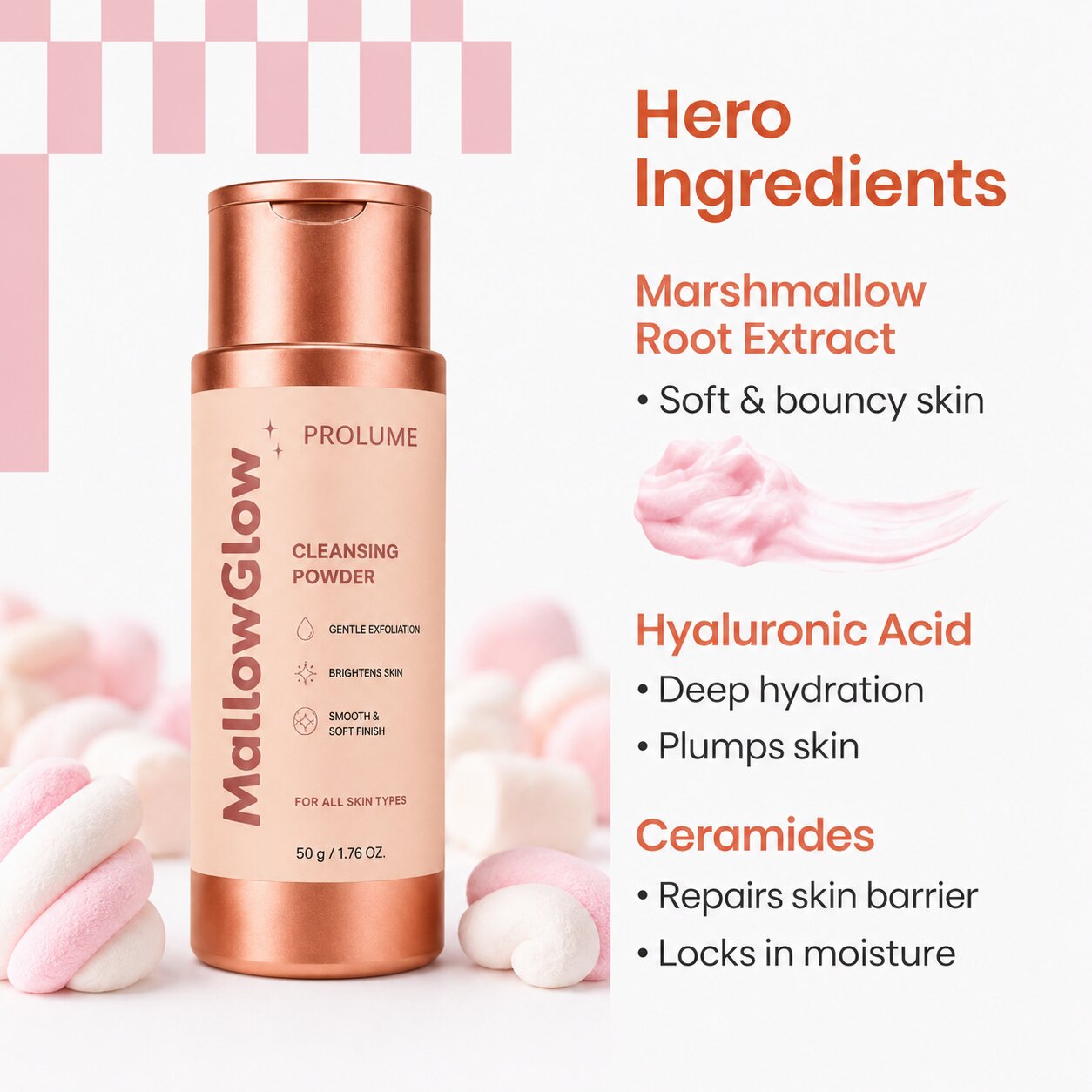 MallowGlow rice enzyme Cleansing Powder (50g | Powder-to-Foam Face Cleanser)