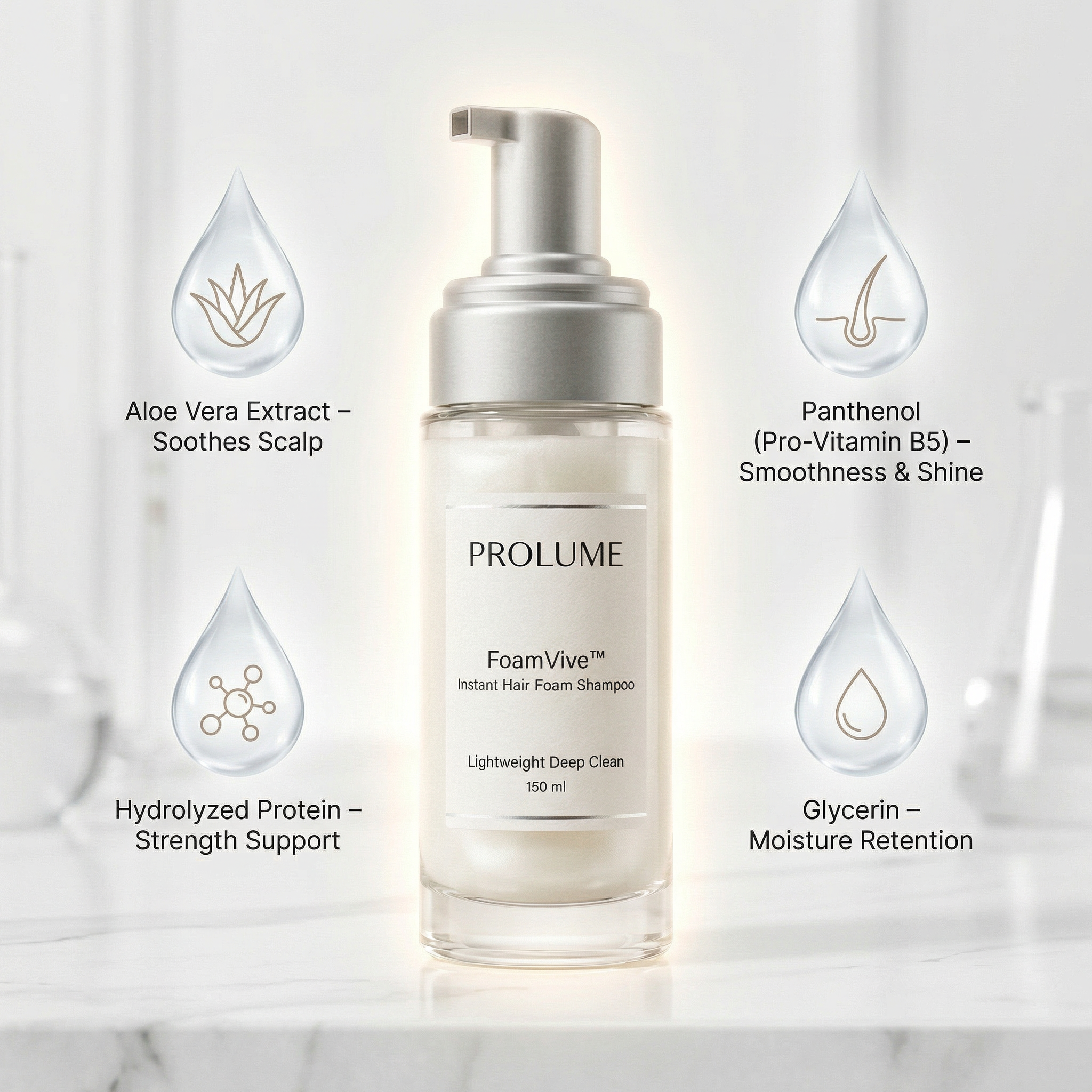 FoamVive Instant Hair Foam Shampoo  (Large Glass Vial)