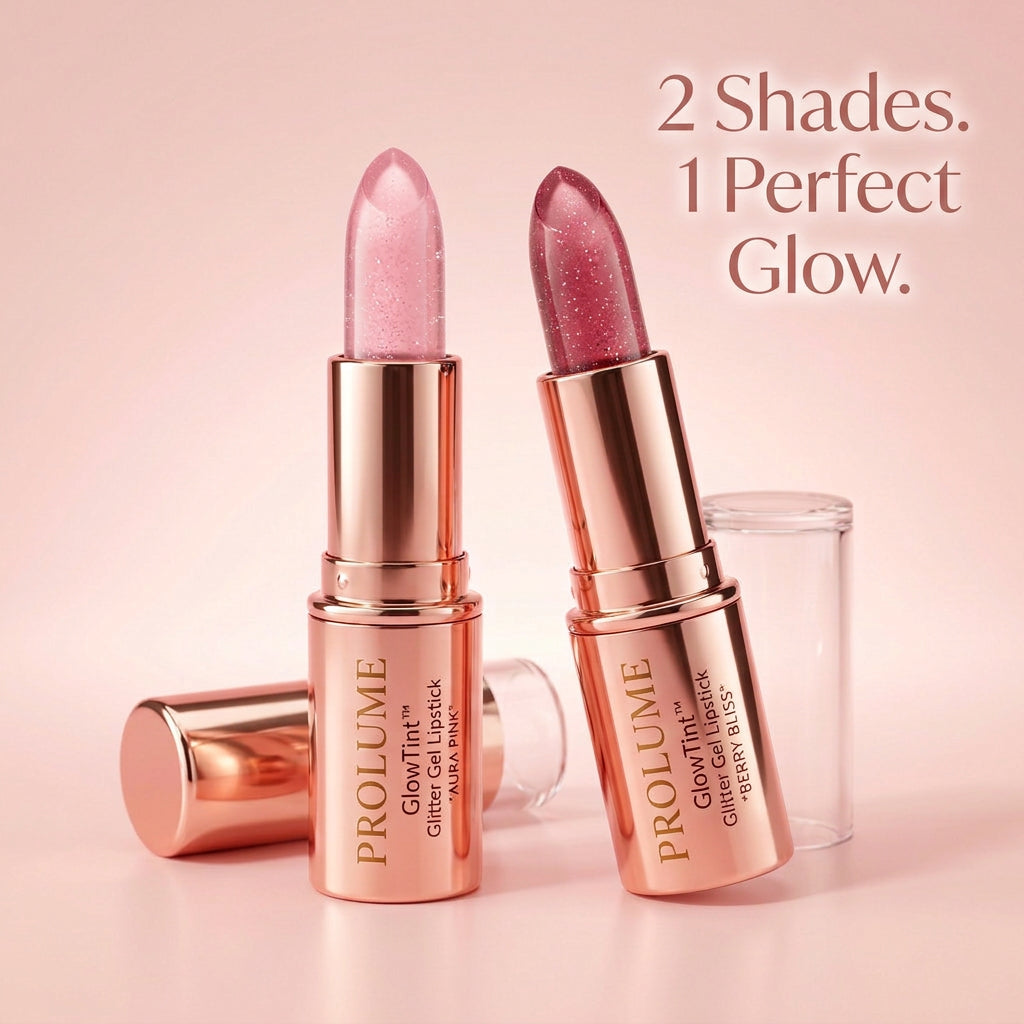 GlowTint Glitter Gel Lipstick – Pack of 2  Color-Adapting Lip Tint | Glossy Shine | Hydrating Gel Formula