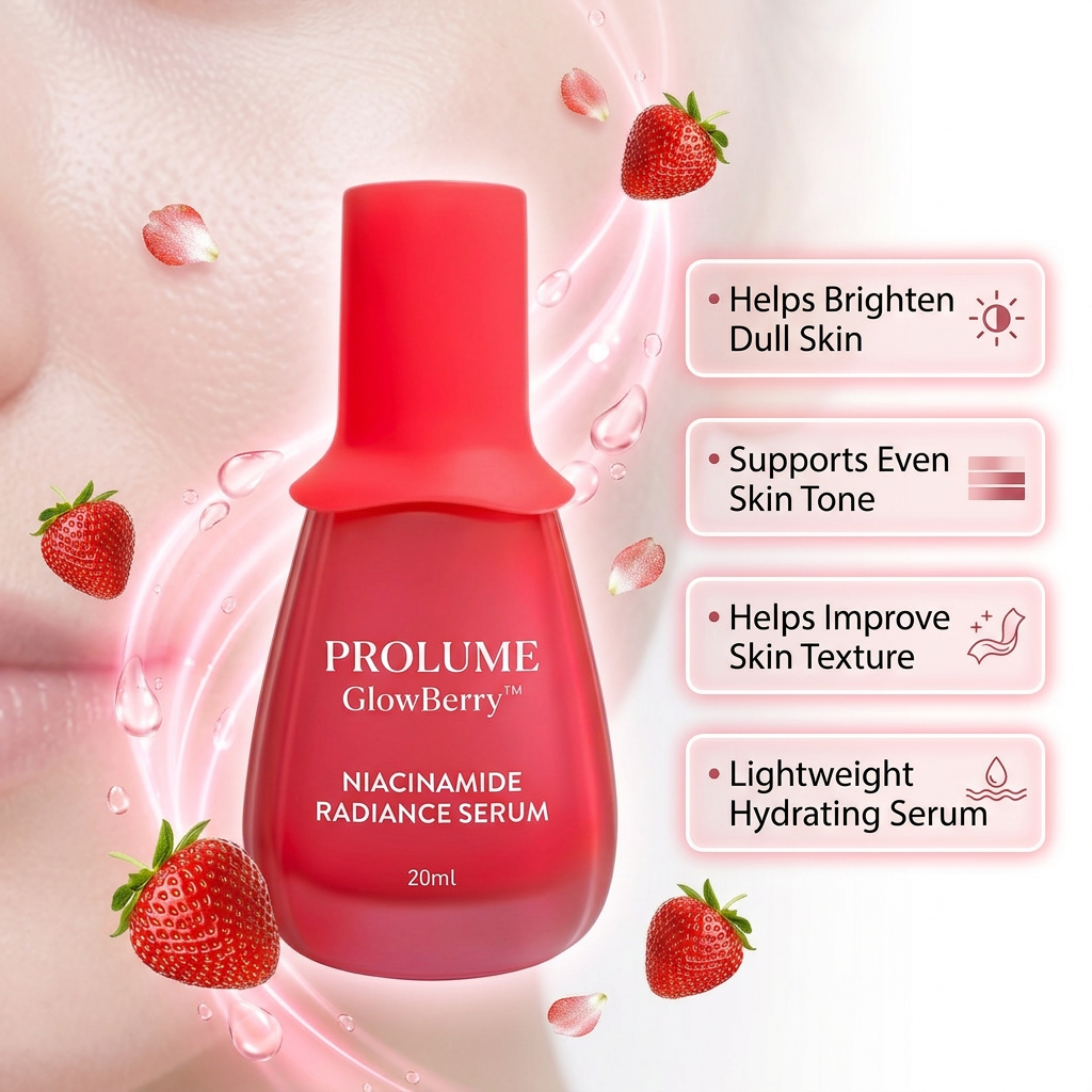 GlowBerry Niacinamide Radiance Serum  Strawberry Extract Brightening Serum | Lightweight Hydrating Face Serum | Daily Glow Booster