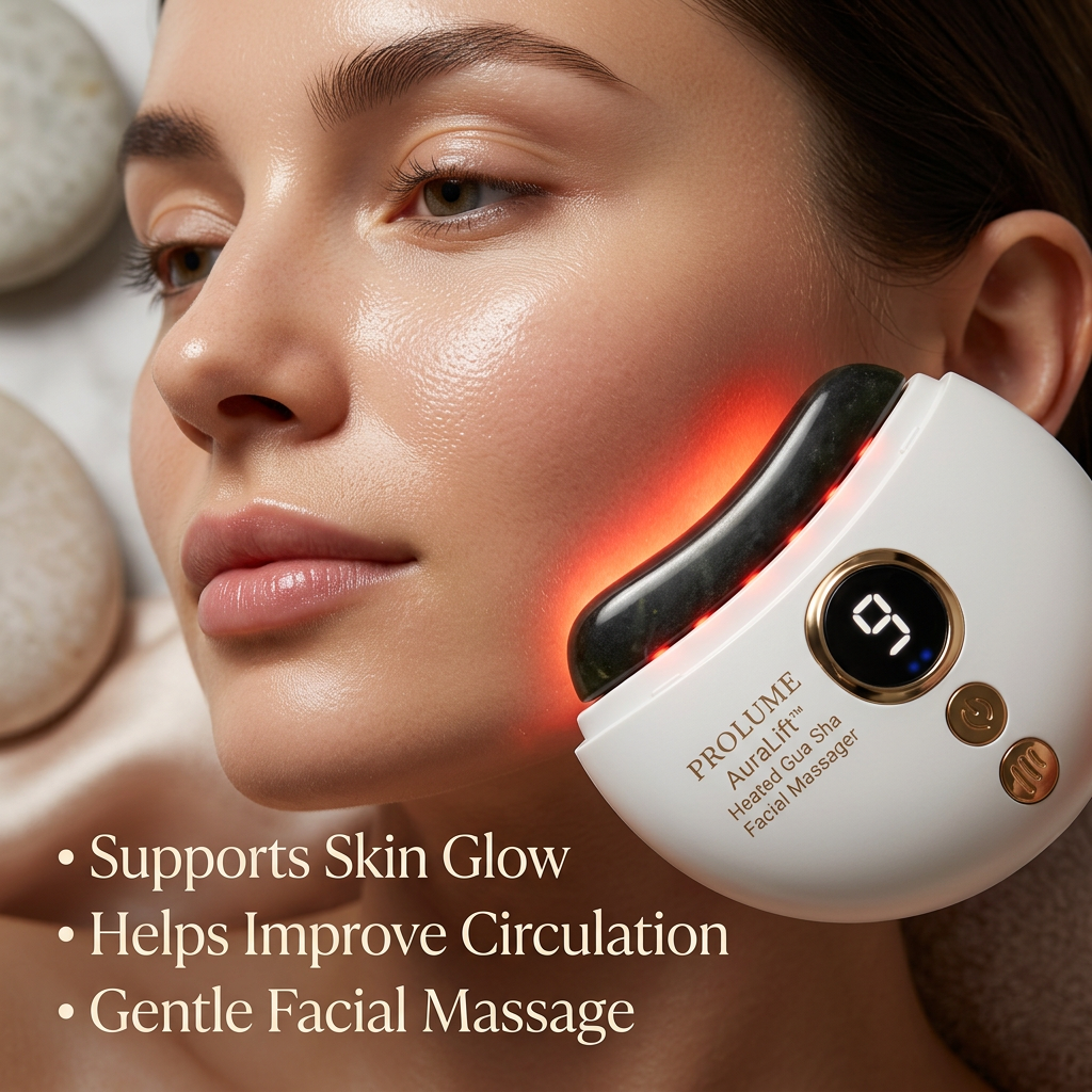 AuraLift Heated Gua Sha Facial Massager Vibration, Heat & Red Light Therapy | Sculpting & Anti-Aging Face Tool