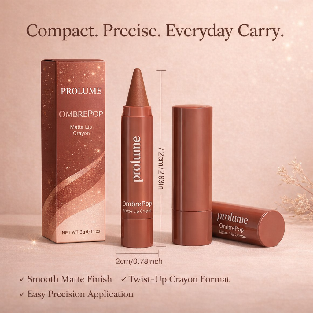 OmbrePop Gradient Matte Lip Crayon Trio – Warm Brown, Maroon & Deep Wine