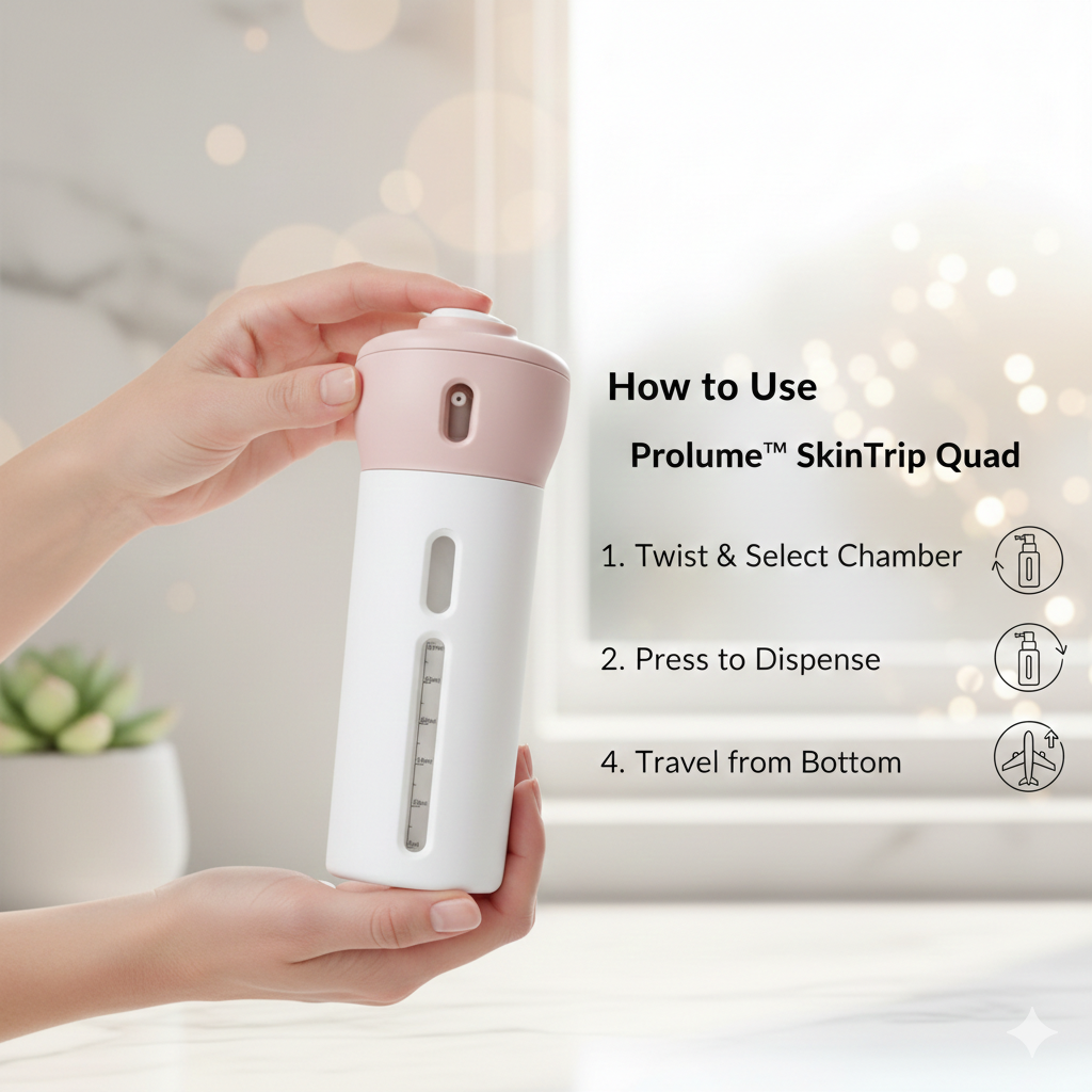 SkinTrip Quad Travel 4-in-1 Skincare Bottle