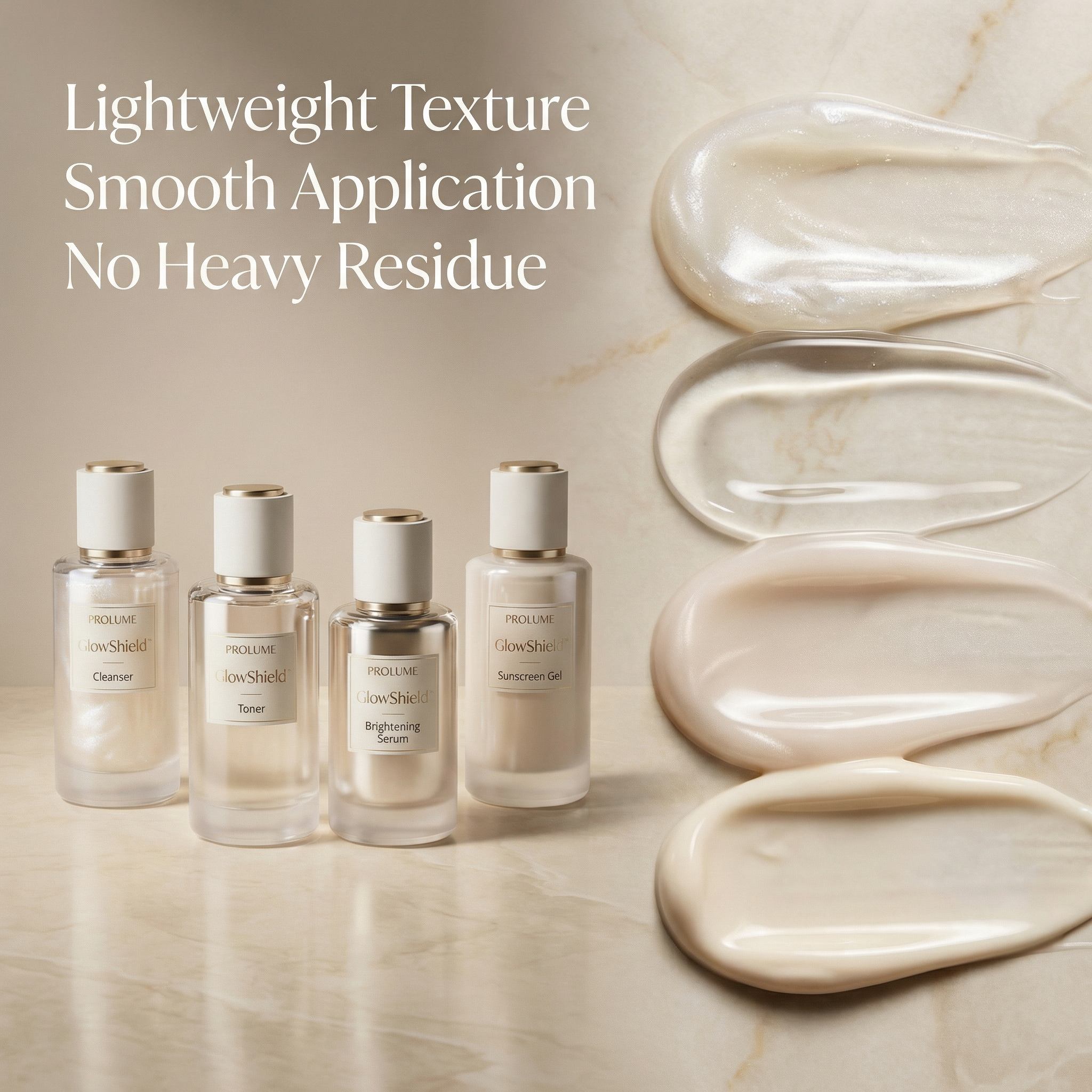 GlowShield 4-Step Glass Vial Skincare Kit  (Cleanser + Toner + Brightening Serum + Sunscreen Gel)
