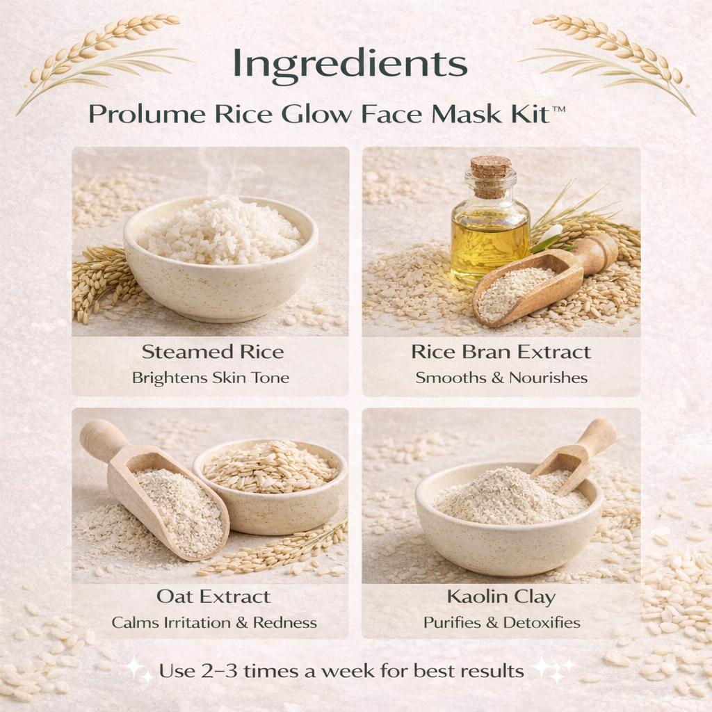 RiceGlow Face Mask Kit- Powder Mask + Activating Mist + Bowl + Brush