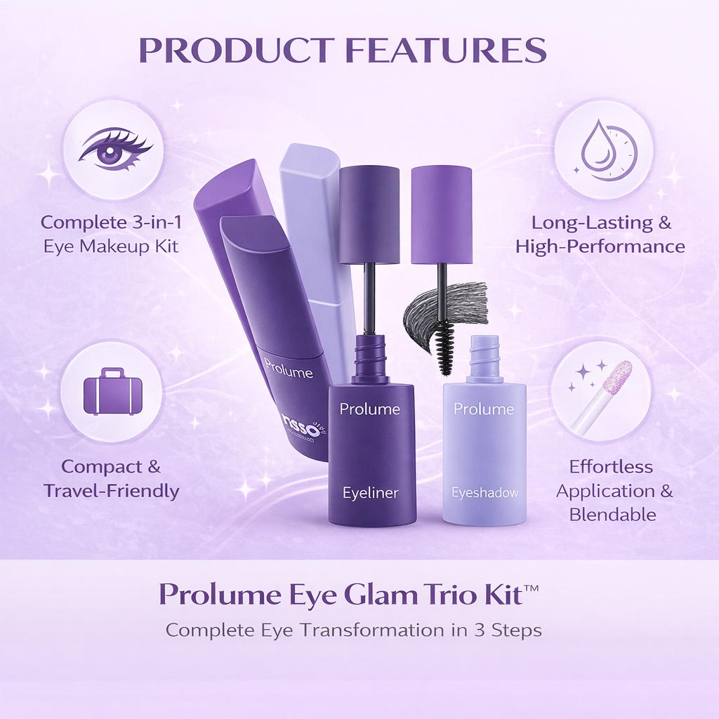 Eye Glam Trio Kit- Eyeliner + Mascara + Glitter Eyeshadow
