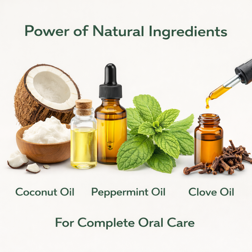 Coconut Oil Pull Mouthwash – Peppermint & Clove | Natural Oil Pulling for Teeth & Gums | Fresh Breath Oral Detox | 100ml