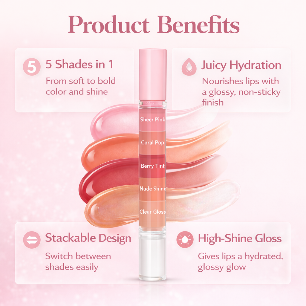 GlossBoss 5-in-1 Juicy Lip Gloss Pen