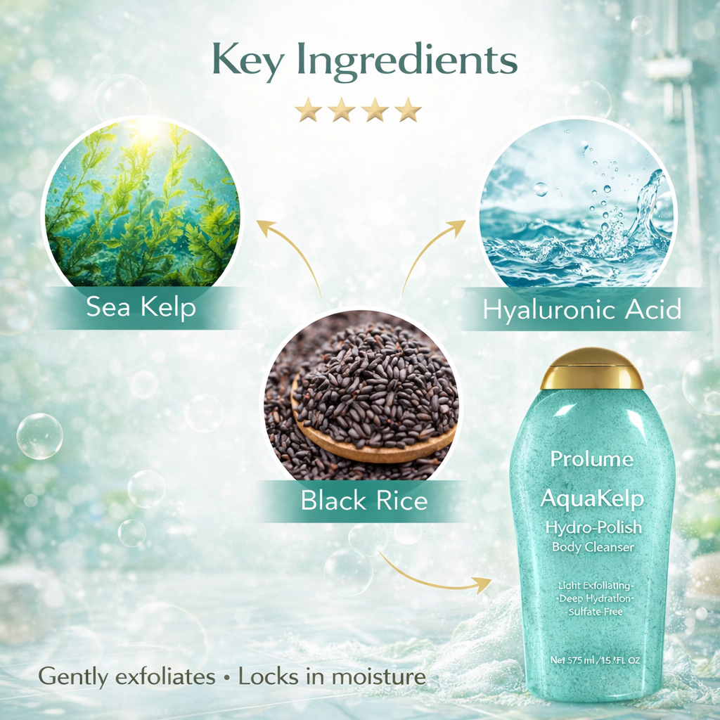 AquaKelp Hydro-Polish Body Cleanser Light Exfoliating • Deep Hydration • Sulfate-Free