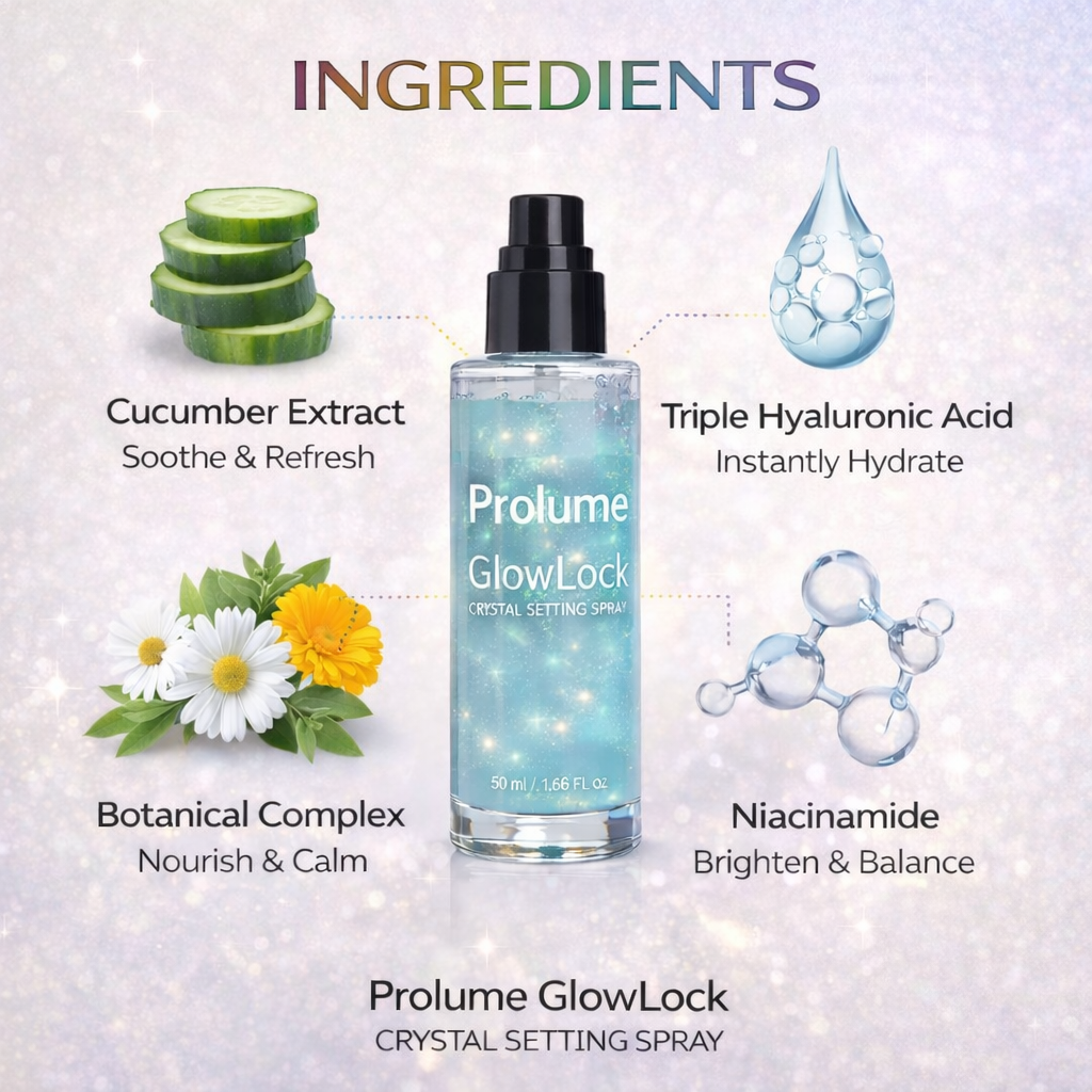 GlowLock Crystal Setting Spray – Set of 4 Shimmer Mists (50 ml each)