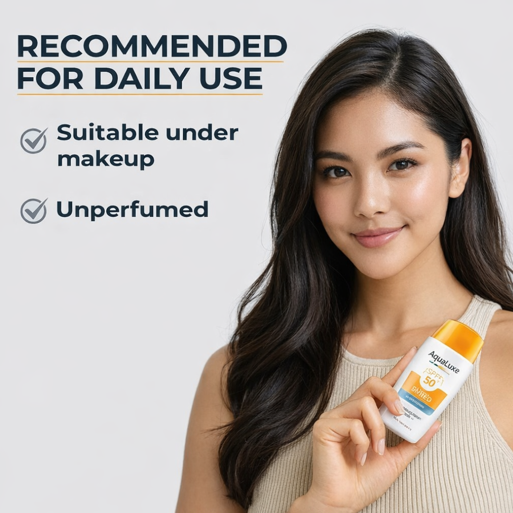 AquaLuxe Hydro Shield SPF 50+ Ultra-Light Fluid Sunscreen Lotion