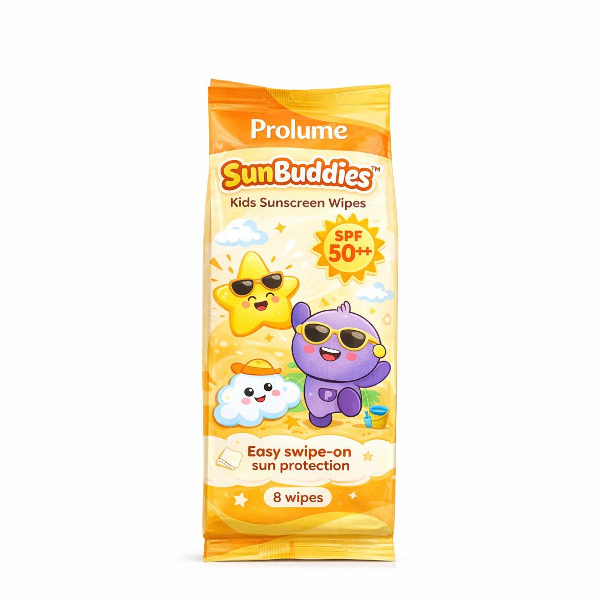 SunBuddies - Kids Sunscreen Wipes SPF 50++ - Pack of 6 (8 wipes each)