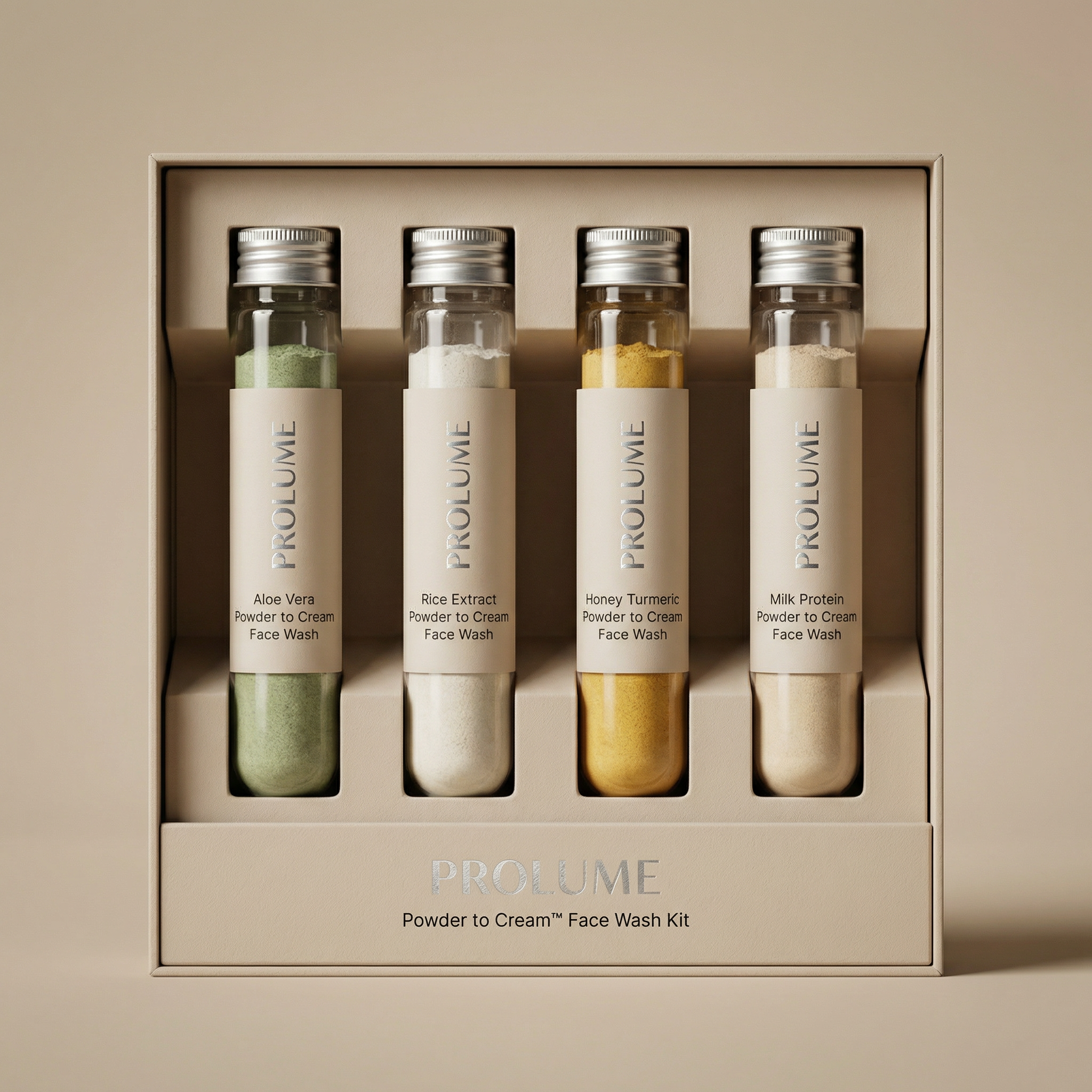 Powder to Cream Face Wash Kit  ~4 Variants | Test Tube Packaging Pack of 4