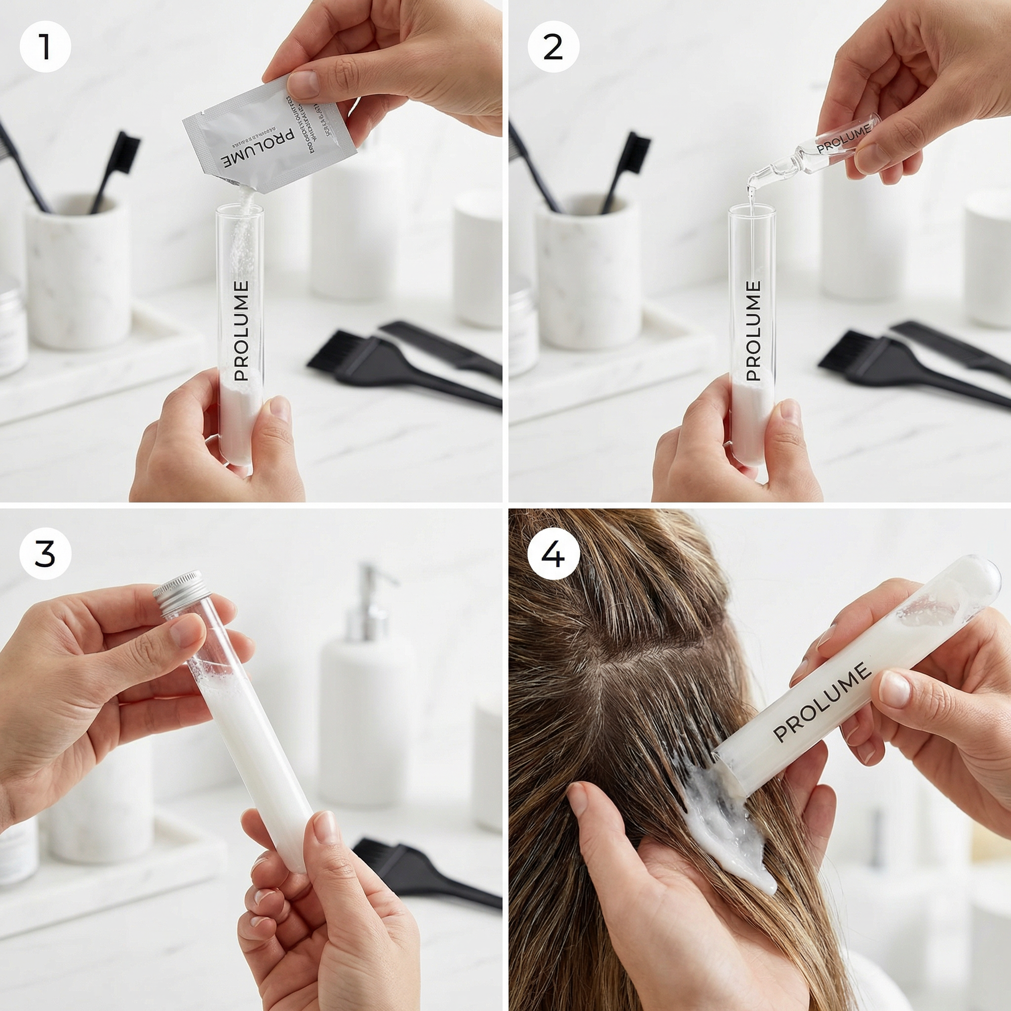 Hair Reboot Test Tube Therapy  Dual Phase Protein + Liquid Repair System  Lab Test Tube Packaging | 1 Tube + 5 Powder Sachets + 5 Liquid Ampoules