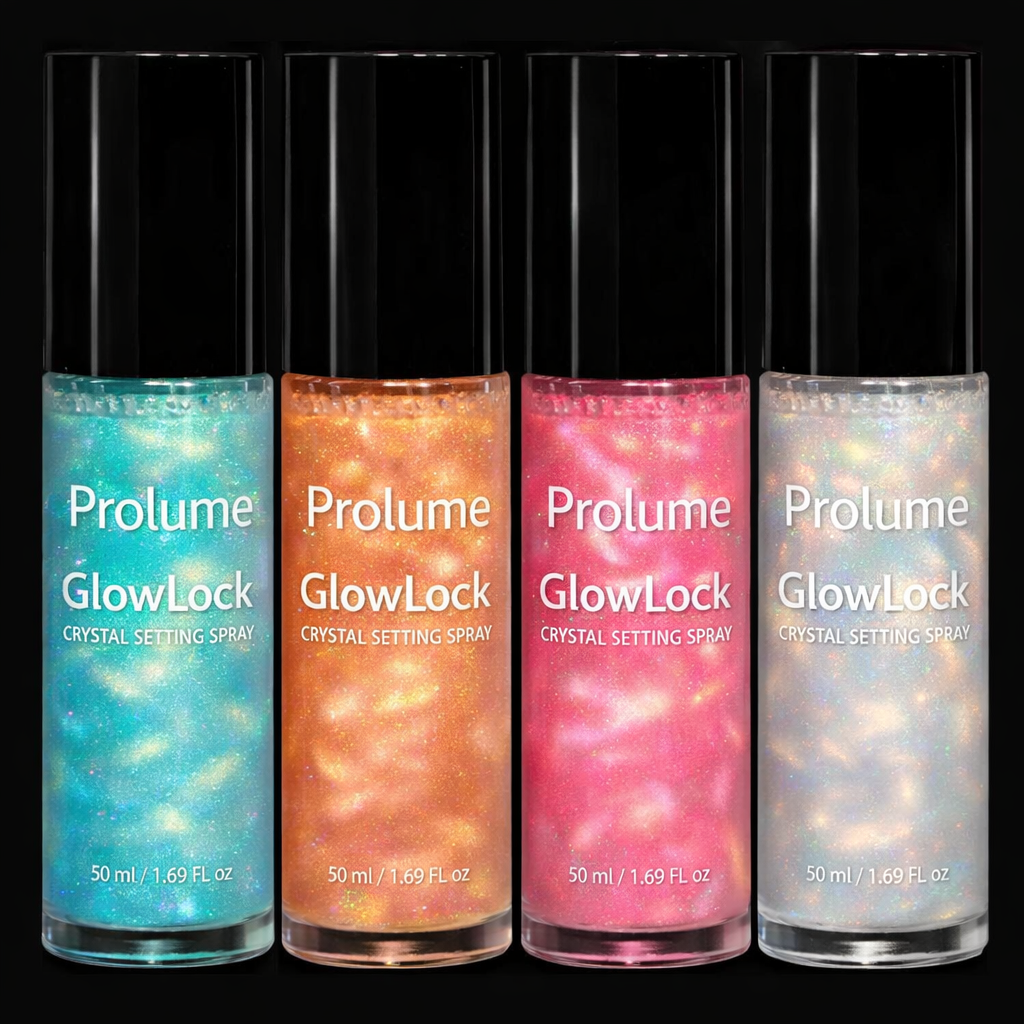 GlowLock Crystal Setting Spray – Set of 4 Shimmer Mists (50 ml each)