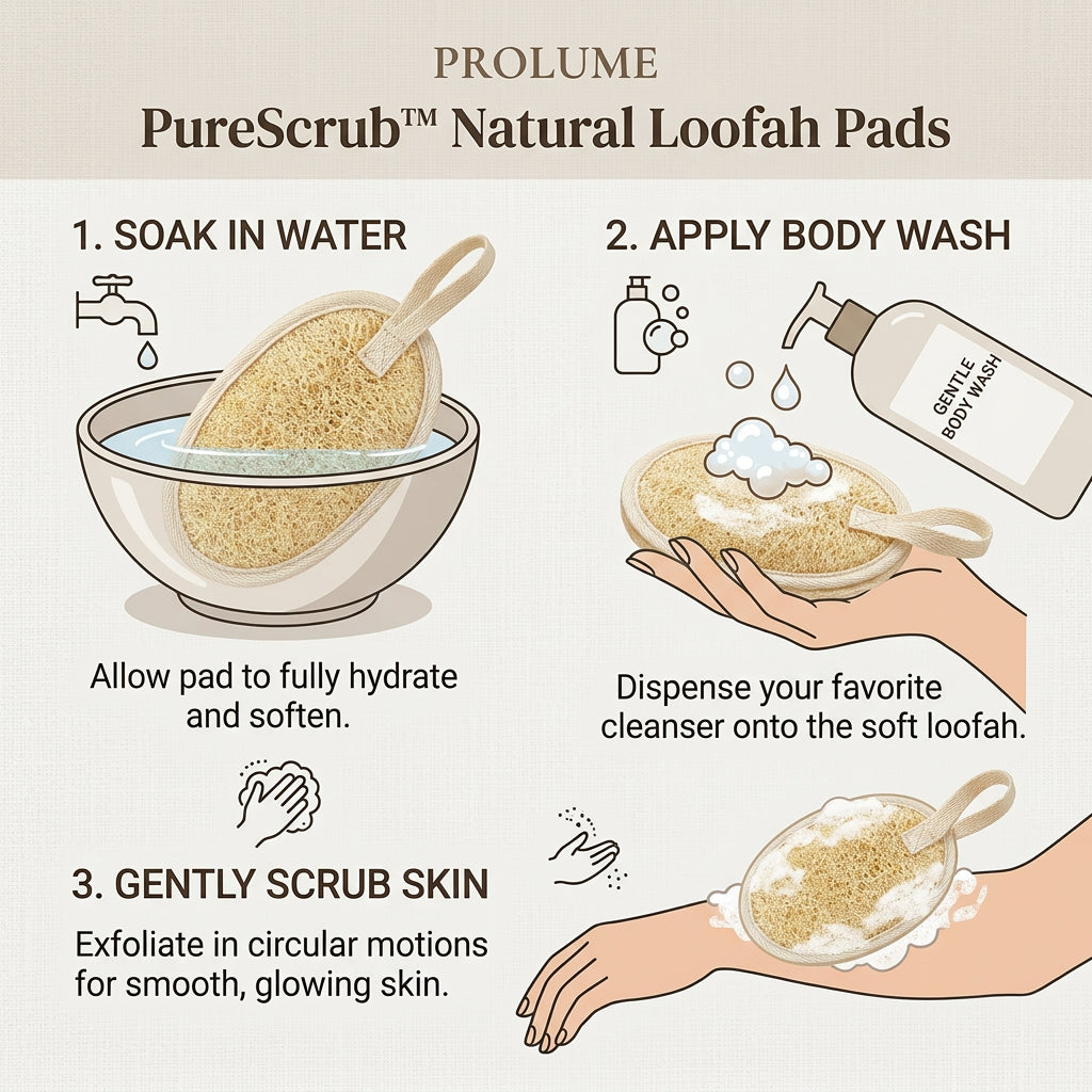 PureScrub Natural Loofah Pads  Plant-Based Body Scrubber | Deep Exfoliation | Smooth Skin Glow