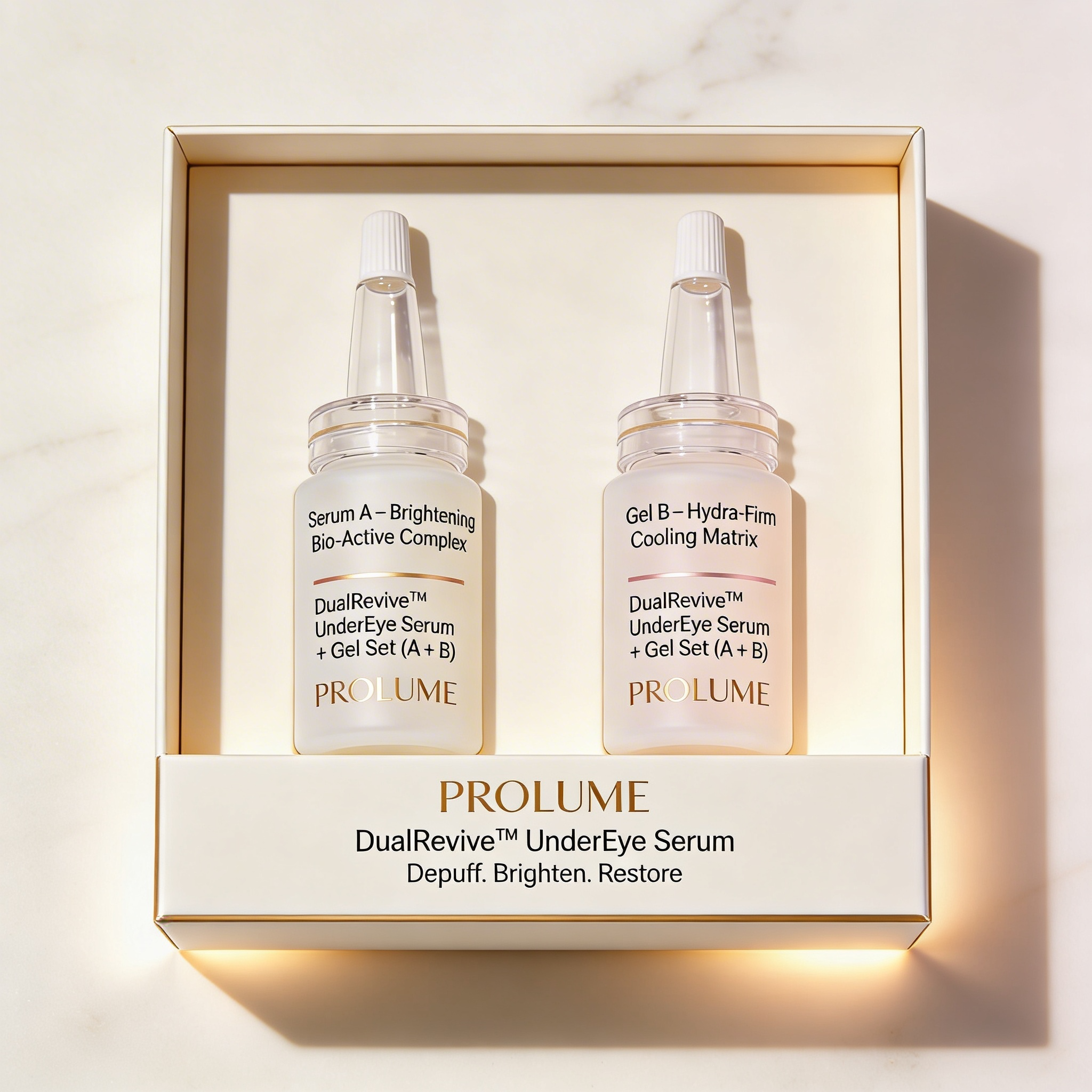 DualRevive UnderEye Serum + Gel Set (A + B) Set of 2 | Precision Injection-Type Bottles