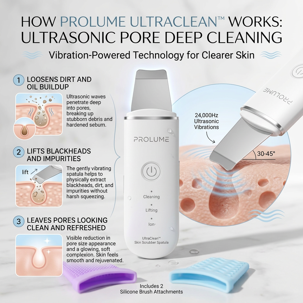 UltraClean Skin Scrubber Spatula Ultrasonic Facial Pore Cleaner | Blackhead Remover & Deep Cleansing Face Tool