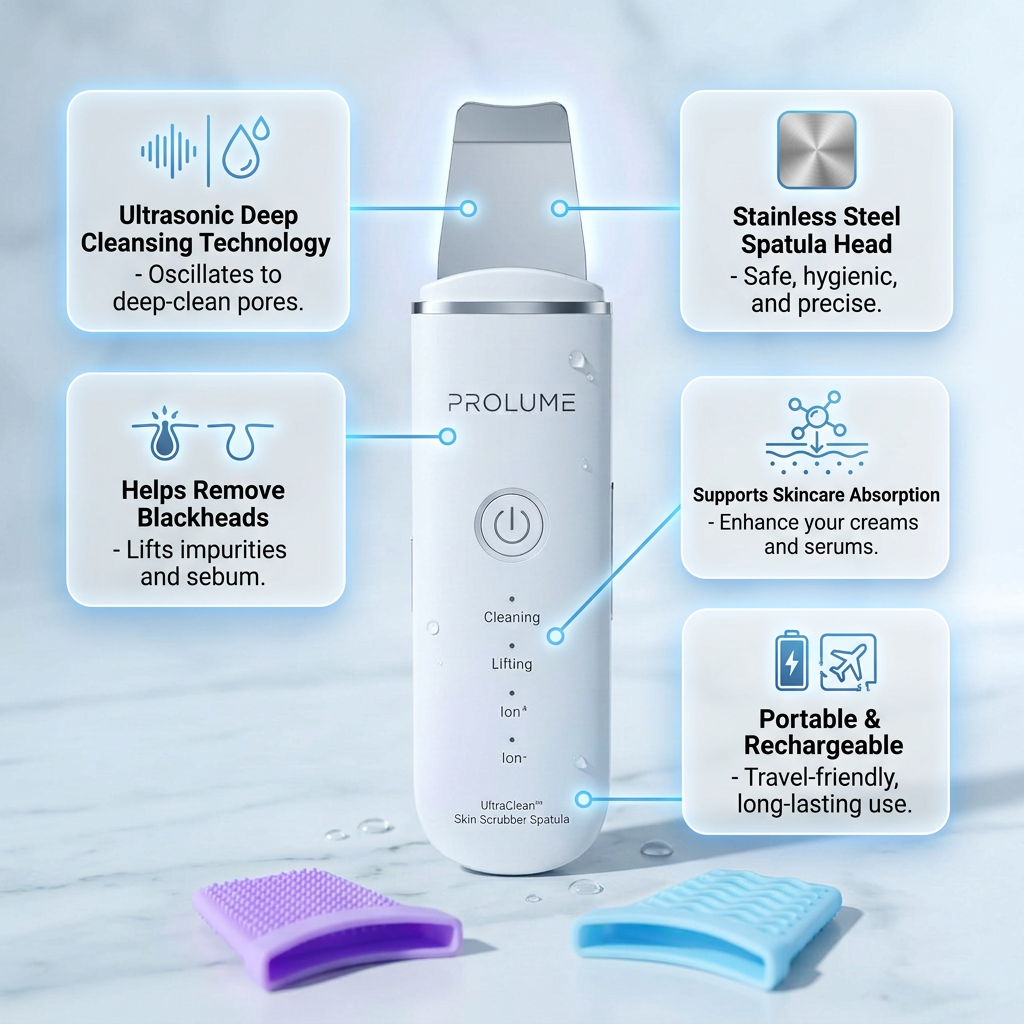 UltraClean Skin Scrubber Spatula Ultrasonic Facial Pore Cleaner | Blackhead Remover & Deep Cleansing Face Tool