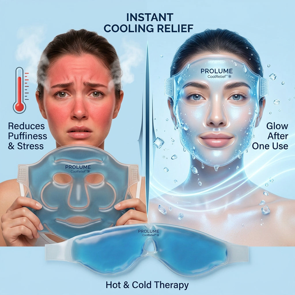 CoolRelief Cooling Gel Face Mask  Full Face Therapy Mask | Hot & Cold Compress | Skin Soothing & Stress Relief System
