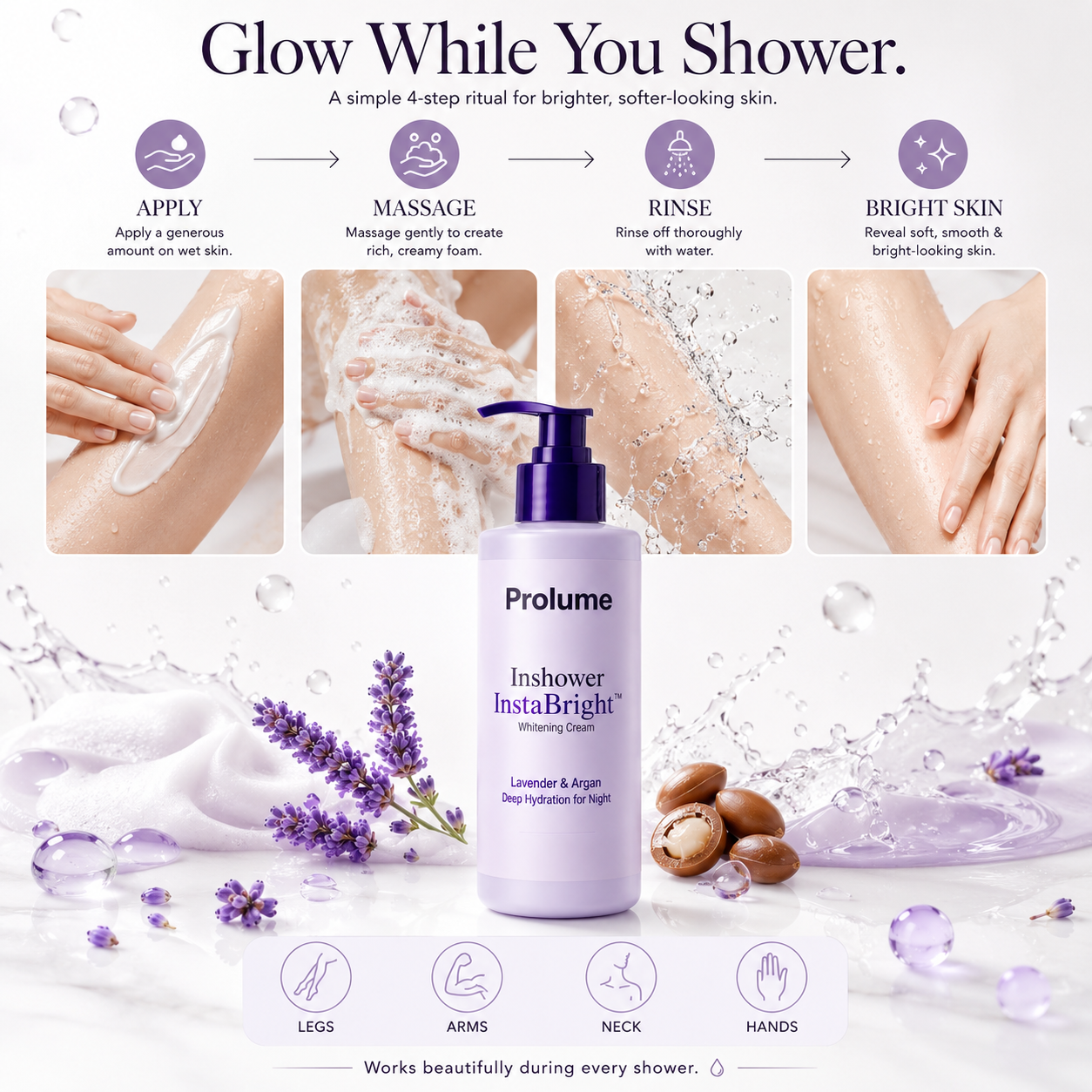 Inshower InstaBright Whitening Body Wash-Off Cream