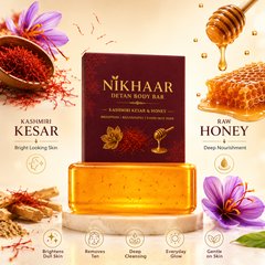 Nikhaar De-Tan Body Bar with Honey and Kashmiri Saffron- Pack of 3