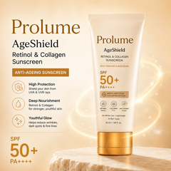 AgeShield Anti-Ageing Sunscreen SPF 50 PA+++ with Retinol, Zinc Oxide & Hydrolyzed Collagen