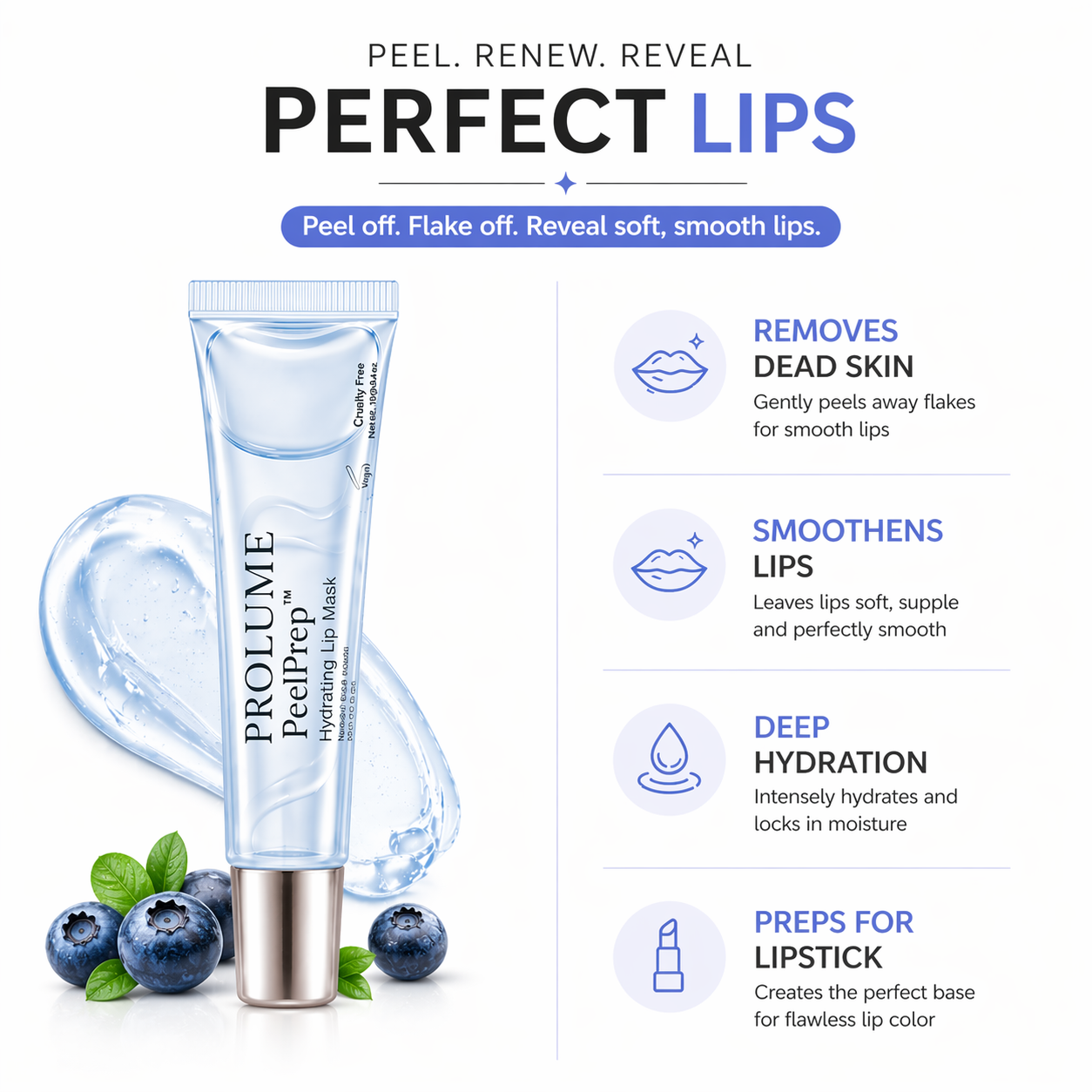 PeelPrep Hydrating Lip Mask Peel-Off Lip Care | Smooth Lip Prep | Instant Hydration-Pack of 3
