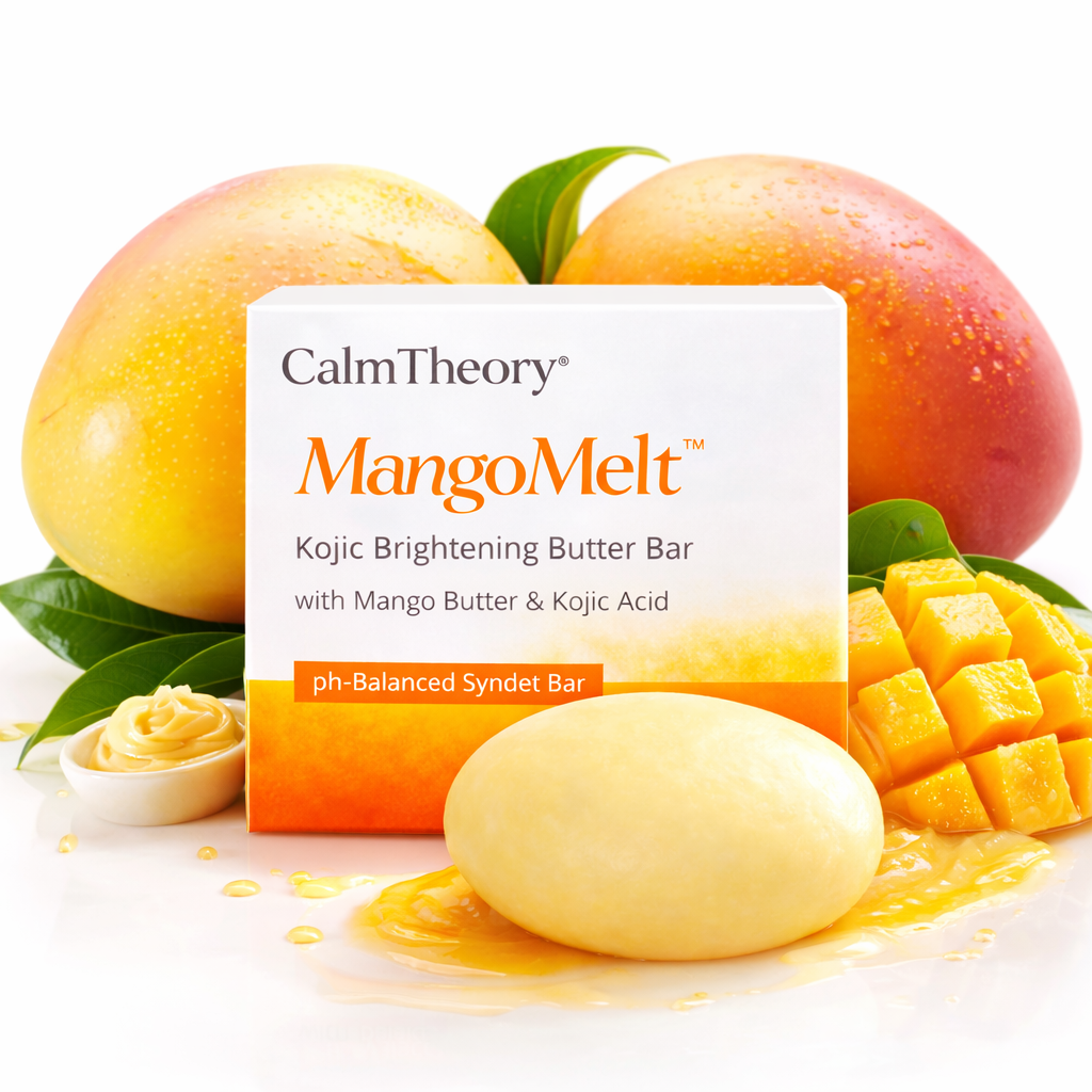 CalmTheory MangoMelt Kojic Brightening Butter Soap with Mango Butter & Kojic Acid – Pack of 3