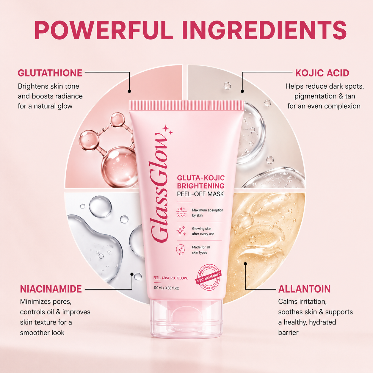 GlassGlow Gluta-Kojic Brightening Peel-Off Mask