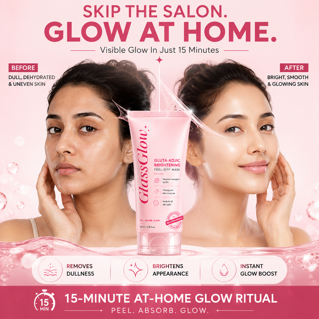 GlassGlow Gluta-Kojic Brightening Peel-Off Mask