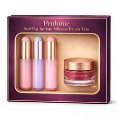 SoftTip Korean Silicone Brush Trio with Lip & Cheek Tint