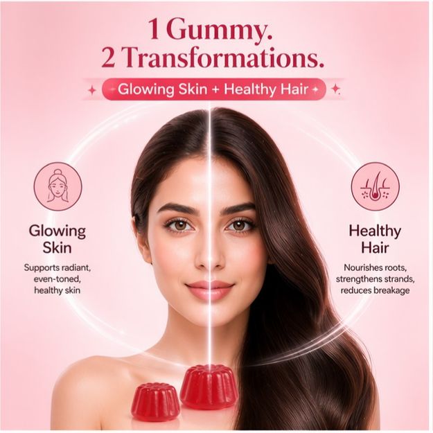 GlowBite 2-in-1 Gummies for Glowing Skin & Healthy Hair