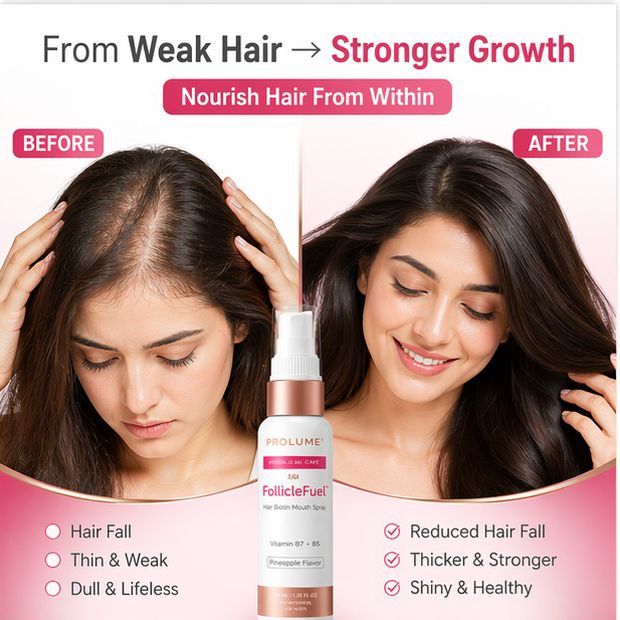 FollicleFuel Hair Biotin Mouth Spray for Hair Growth - Pack of 3