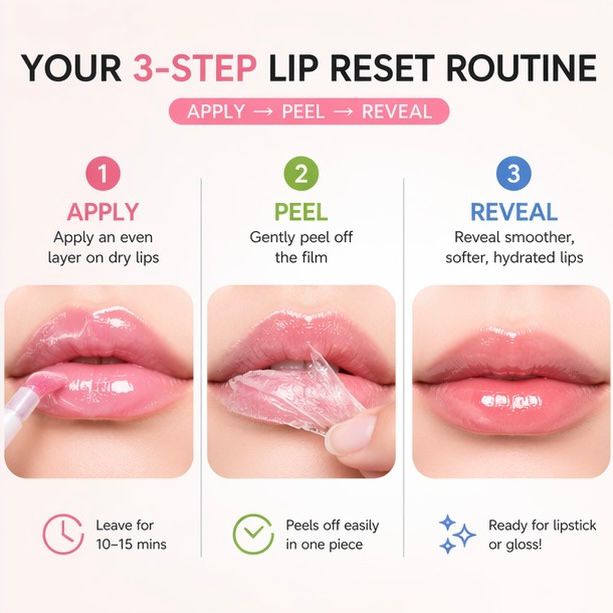 PeelPrep Hydrating Lip Mask Peel-Off Lip Care | Smooth Lip Prep | Instant Hydration-Pack of 3