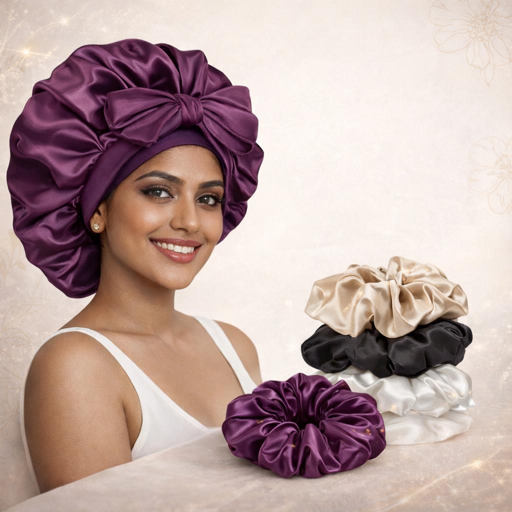 Prolume SilkRest™ Satin Hair Bonnet Set